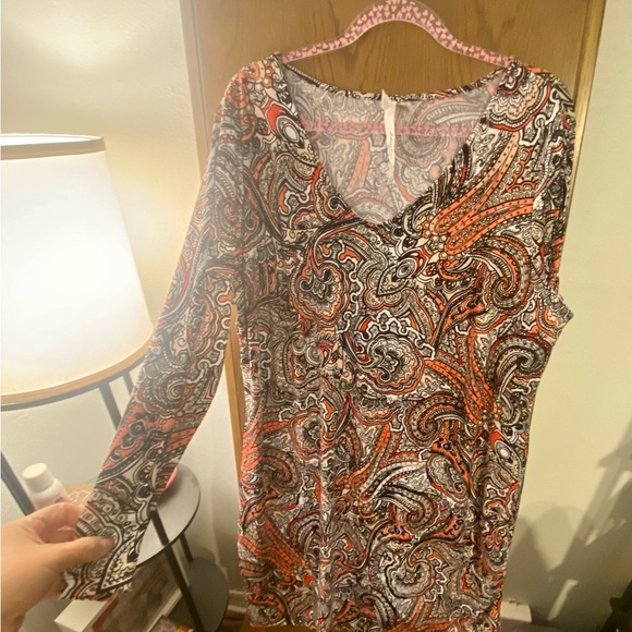 NY Collection Multicolor Paisley Long Sleeve Dress - Picture 1 of 5